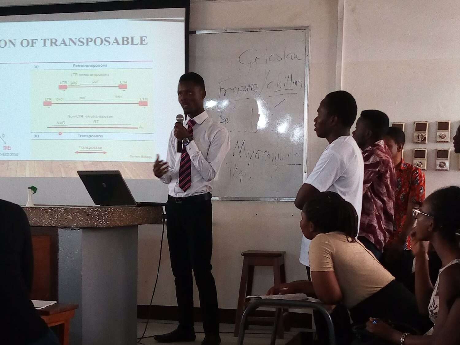 Student giving a presentation in class