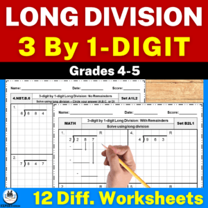 3-digit by 1-digit long division worksheets