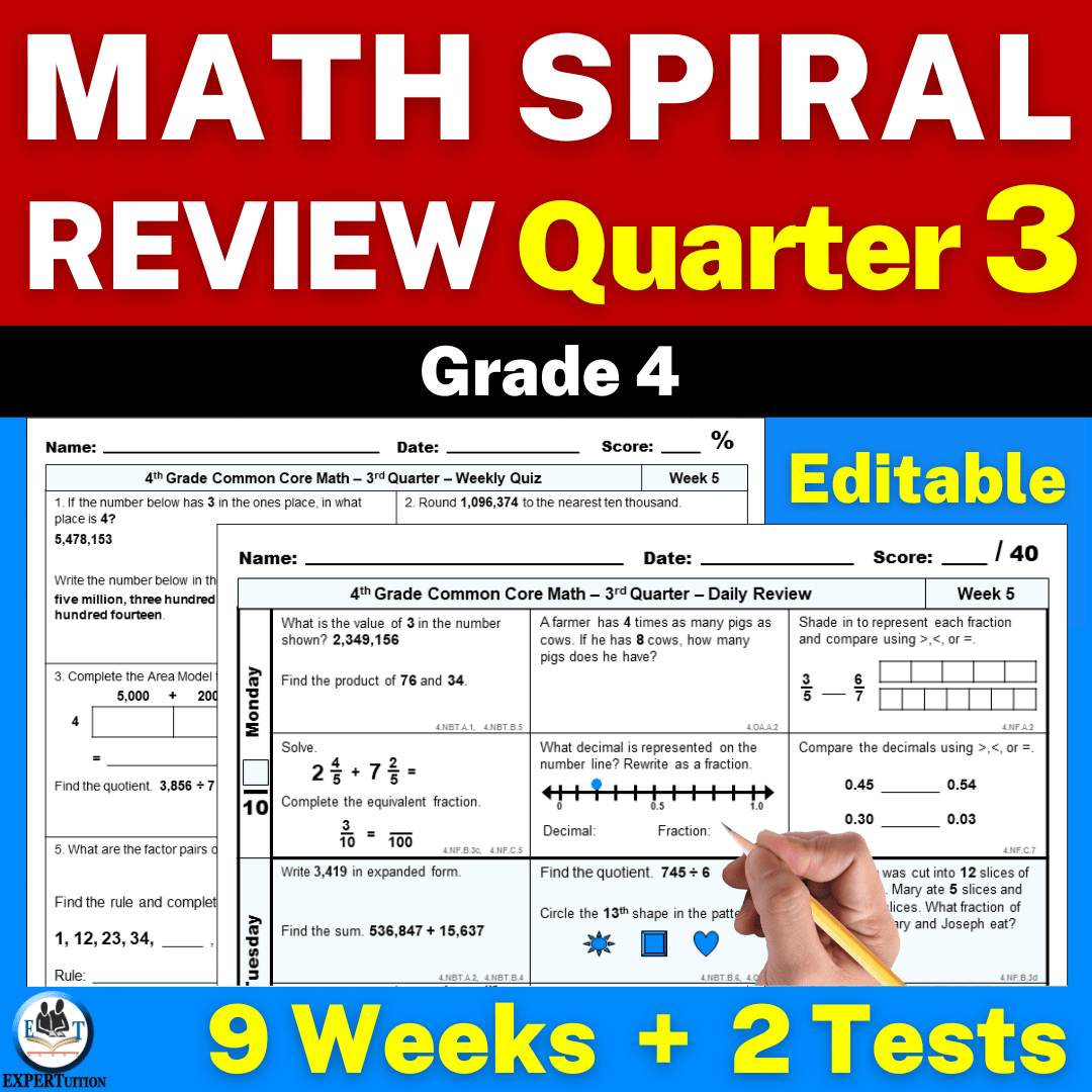 4th grade math spiral review worksheets