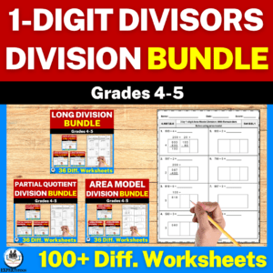 1 Digit Divisors Division Worksheets Bundle