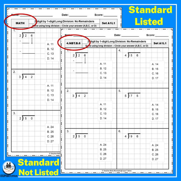 2 Digit by 1 Digit Long Division Grade 4 Worksheets - Image 3