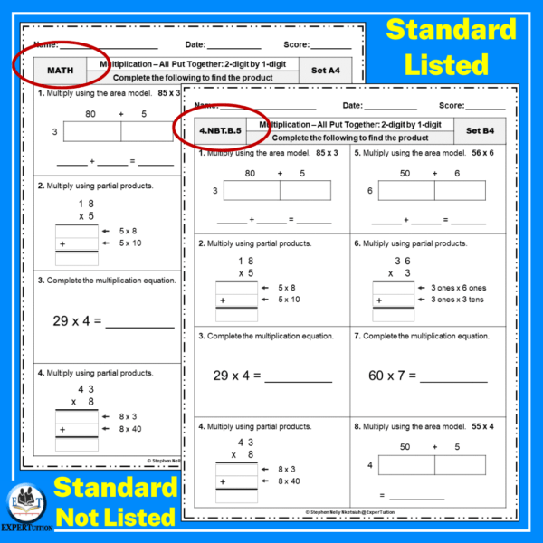 2 digit by 1 digit 4th grade multiplication worksheets
