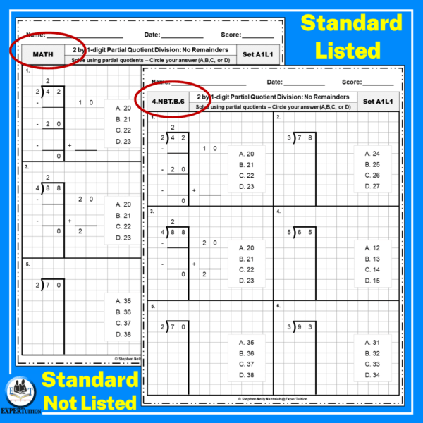 2 Digit by 1 Partial Quotients Division Grade 4 Worksheets - Image 3