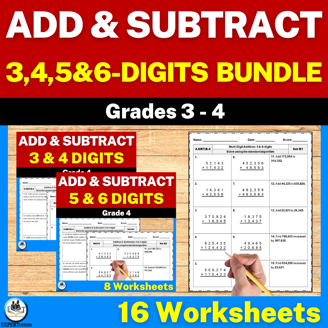 Addition and Subtraction with and without regrouping Worksheets
