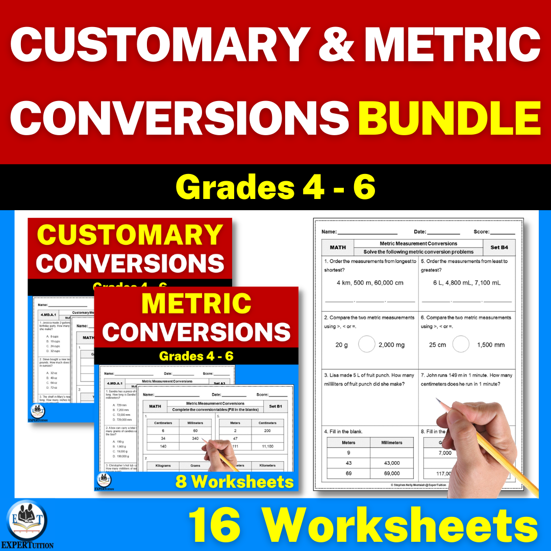 4th 5th grade measurement conversions, customary and metric conversions