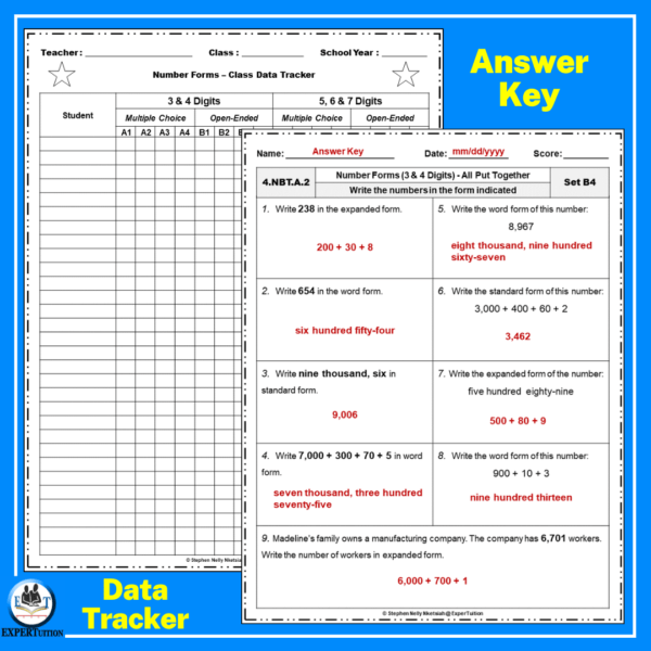 Standard, Expanded and Word Forms Worksheets - 3 & 4 Digits - Image 4