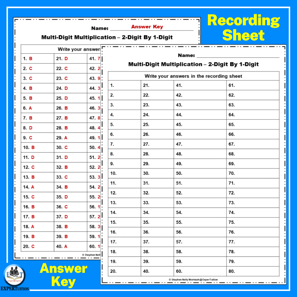 2 Digit by 1 Digit Multiplication Practice Task Cards - ExperTuition