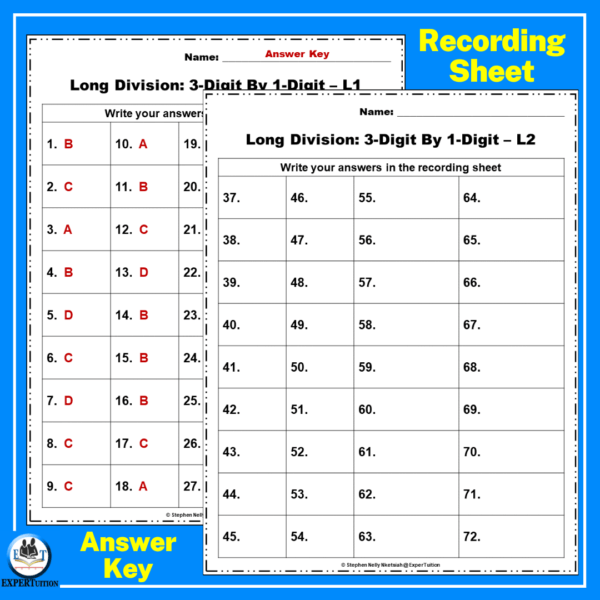 3 Digit by 1 Digit Long Division Grade 4 Practice Task Cards - Image 4