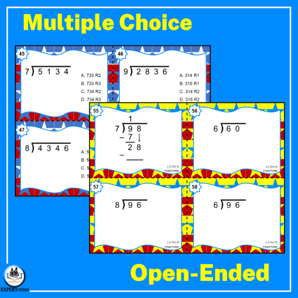 4th grade free long division task cards