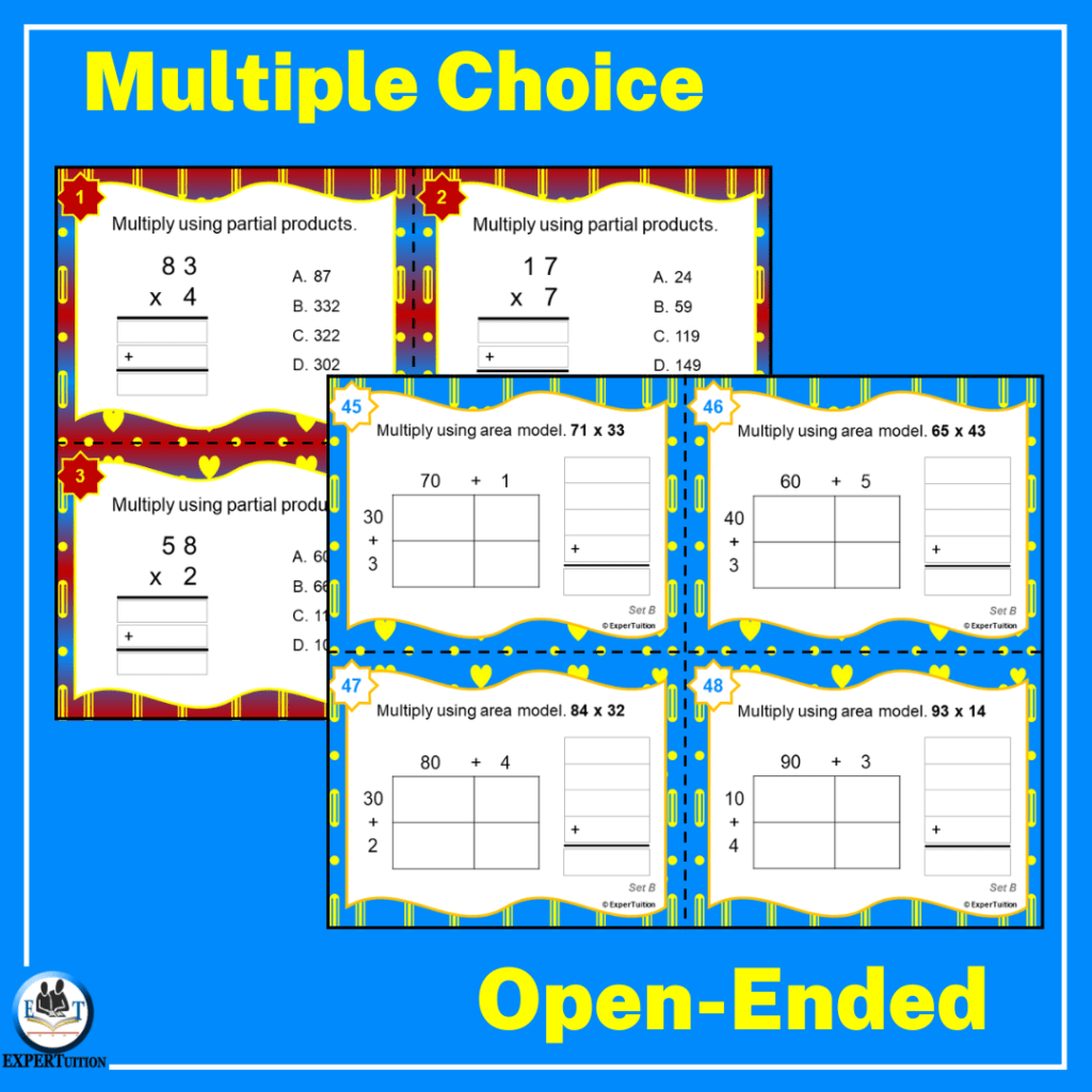 Multi-Digit Multiplication Practice Task Cards Bundle - ExperTuition
