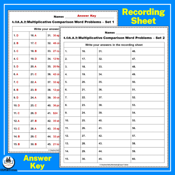 Multiplicative Comparison Word Problems Task Cards Bundle - Image 4