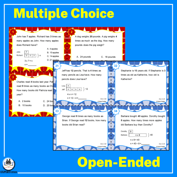 multiplicative comparison task cards grade 4