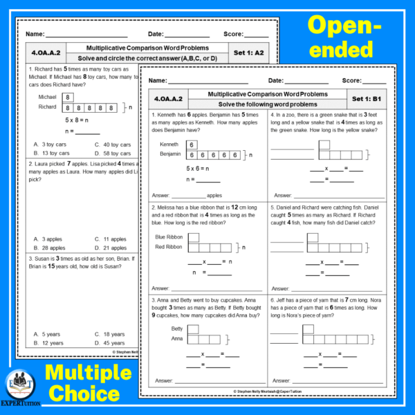 multiplicative comparison worksheets