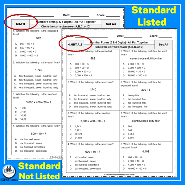 number forms worksheets