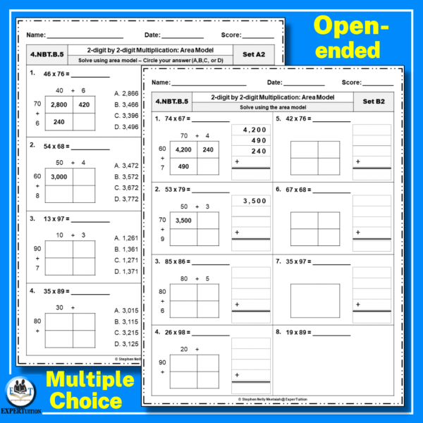 2 digit by 2 digit 4th grade multiplication worksheets