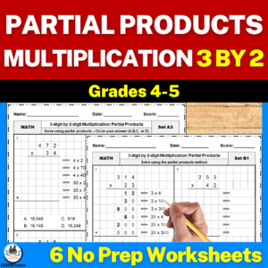 3 digit by 2 digit partial products multiplication worksheets