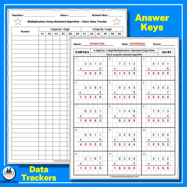 4 digit by 1 digit multiplication worksheets grade 5