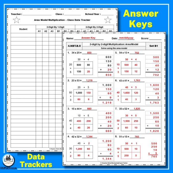 2 Digit by 2 Digit Area Model Multiplication Worksheets - Image 4