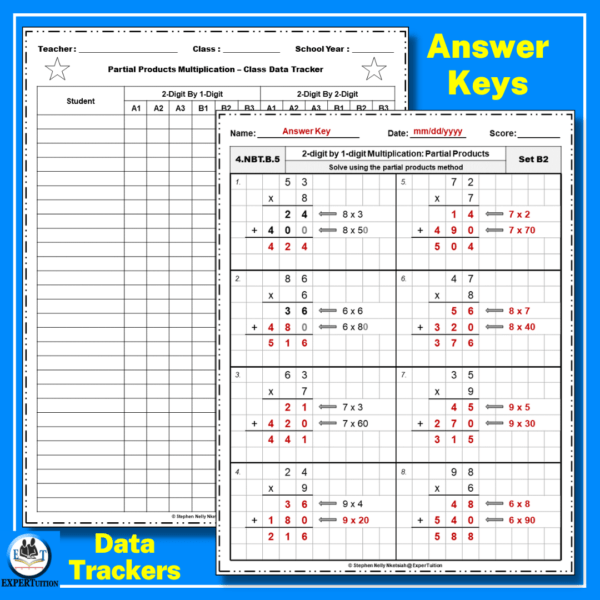 2 Digit by 1 Digit Partial Products Multiplication Worksheets - Image 4