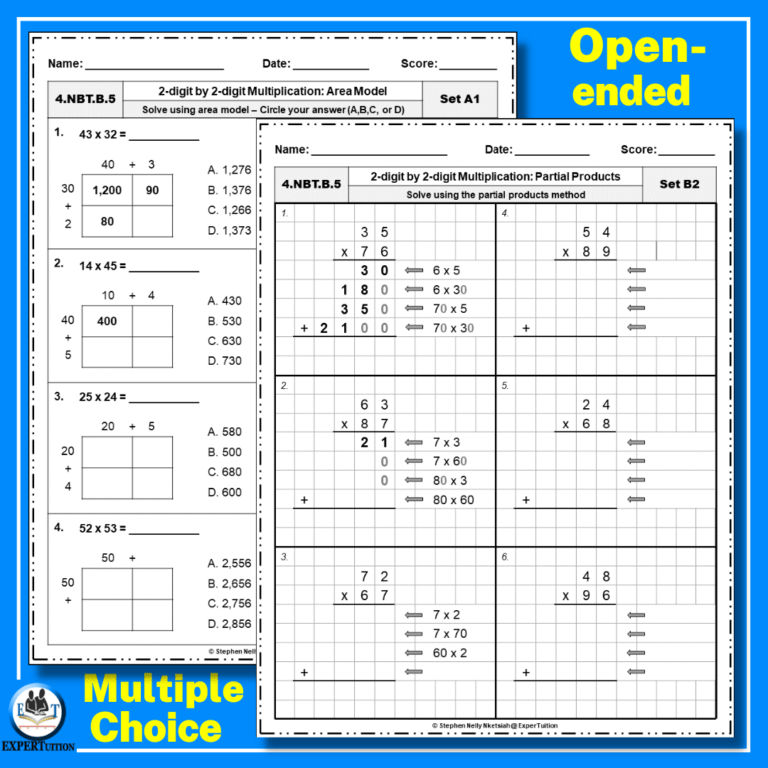 Multi-Digit Multiplication Worksheets Mega Bundle - ExperTuition