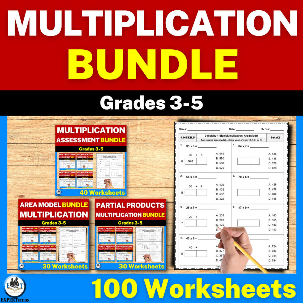 2 Digit by 1 Digit Area Model Multiplication Worksheets - ExperTuition