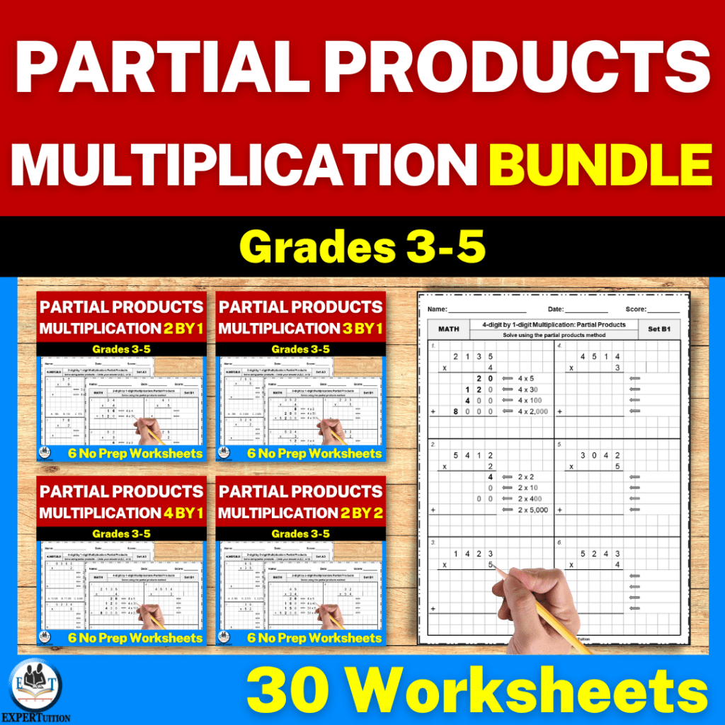 Multiplication With Partial Products Worksheets