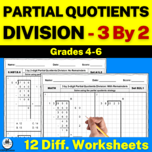 3 digit by 2 digit partial quotients division worksheets
