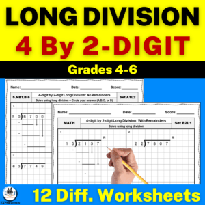 4 digit by 2 digit long division worksheets.