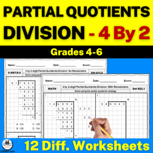 4 digit by 2 digit partial quotients division worksheets