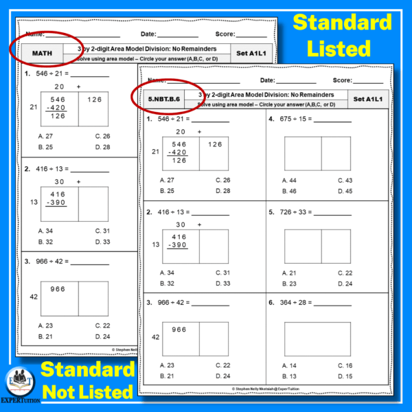 area model division worksheets grade 5