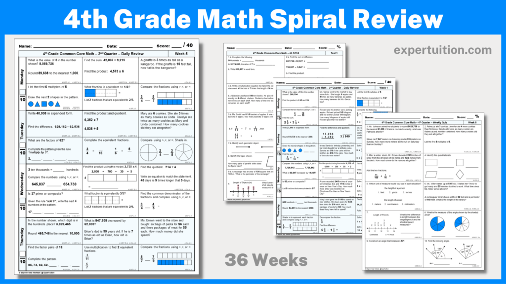 Mastering 4th Grade Math: Unlocking Success with Math Spiral Review Worksheets