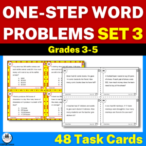 one step word problems all operations task cards