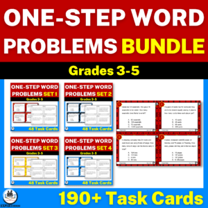 one step word problems all operations task cards