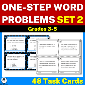 one step word problems all operations task cards