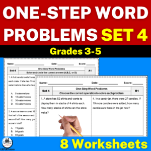 one step word problems all operations worksheets