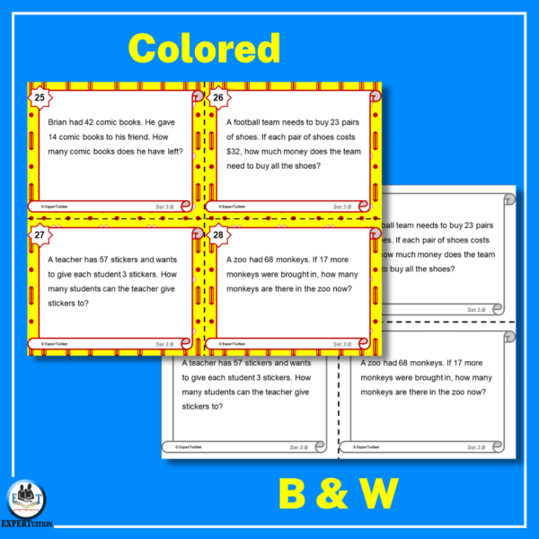 one step word problems task cards