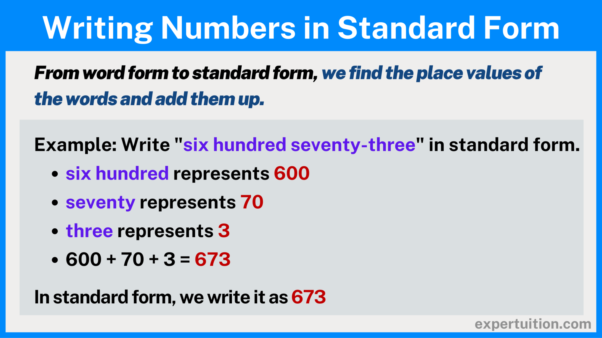 Writing Numbers in Standard, Word, and Expanded Forms - ExperTuition