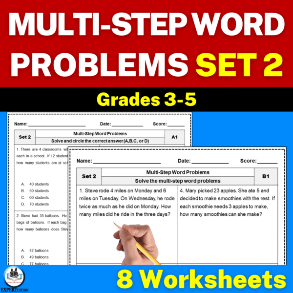 multiple-step addition subtraction multiplication division worksheets