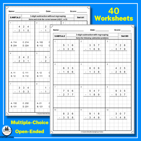 3 digit addition and subtraction practice worksheets