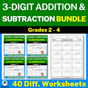 3 digit addition and subtraction with and without regrouping worksheets