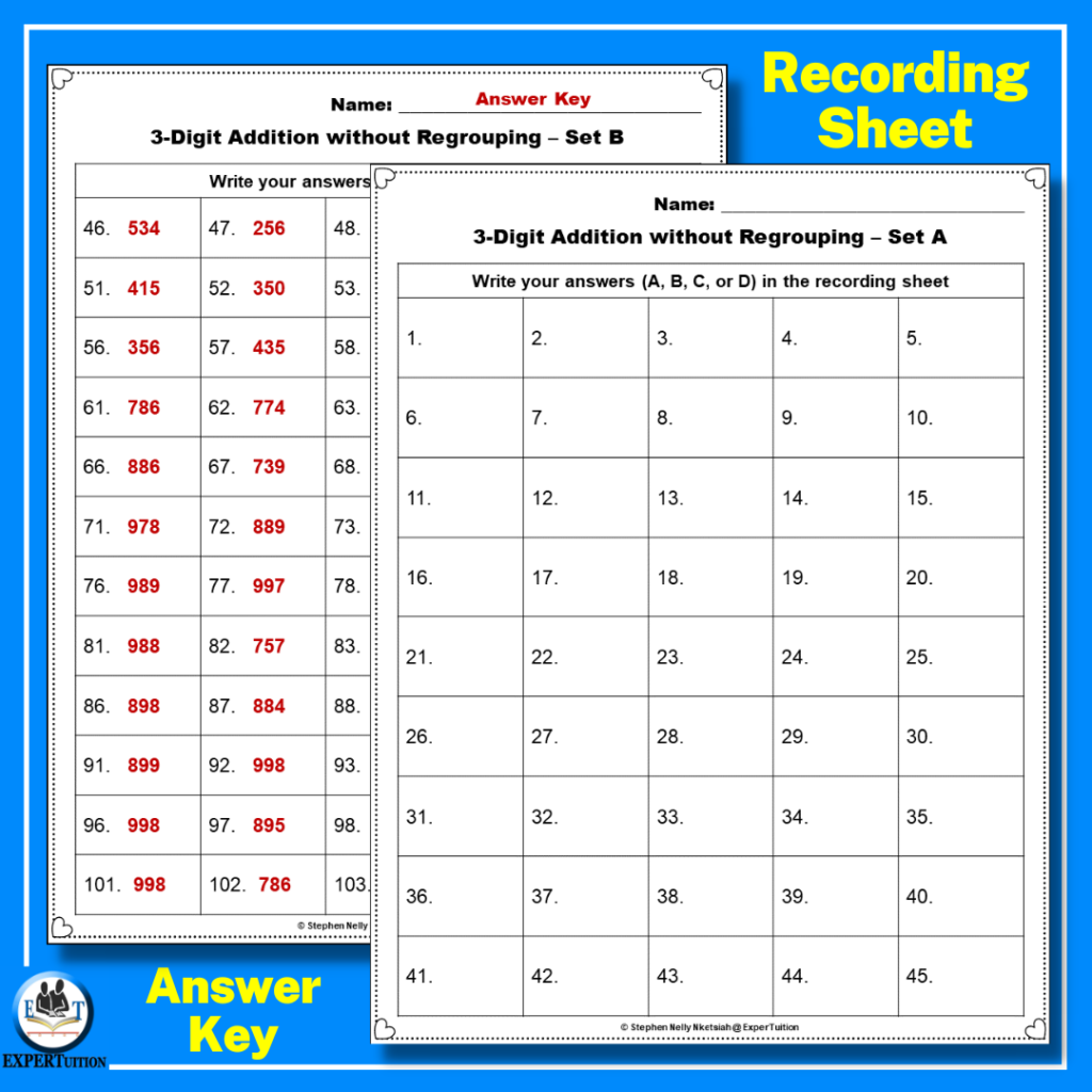3-Digit Addition & Subtraction With & Without Regrouping Task Cards ...