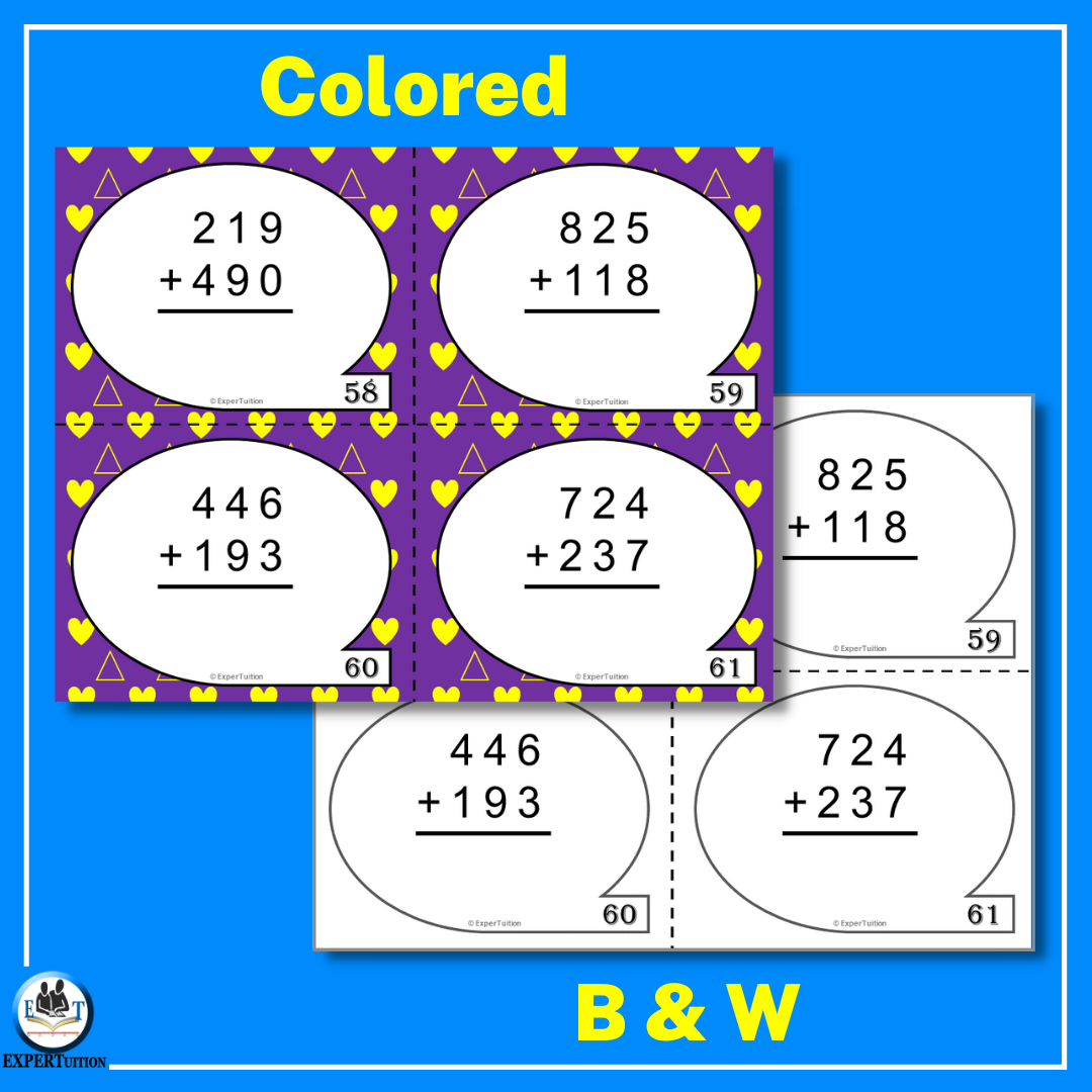 3 Digit Addition With Regrouping Task Cards Expertuition 3 Digit Addition With Regrouping Task Cards Expertuition