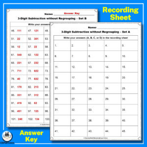 3-Digit Subtraction Without Regrouping Task Cards - ExperTuition