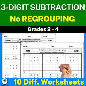 3 digit subtraction without regrouping worksheets