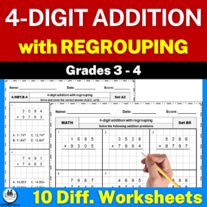 4-digit addition with regrouping worksheets