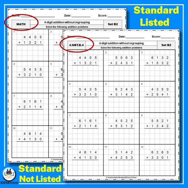 4-Digit Addition Without Regrouping Worksheets - Image 3