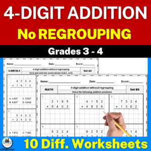 4-digit addition without regrouping worksheets