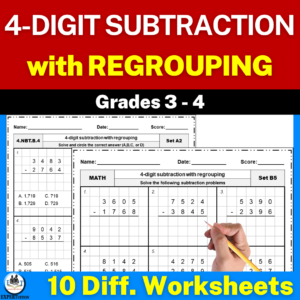 4-digit subtraction with regrouping worksheets