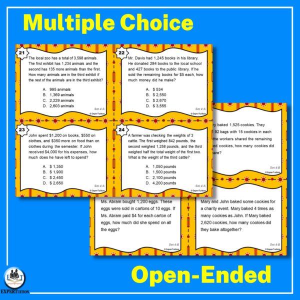 multiple-step word problems task cards