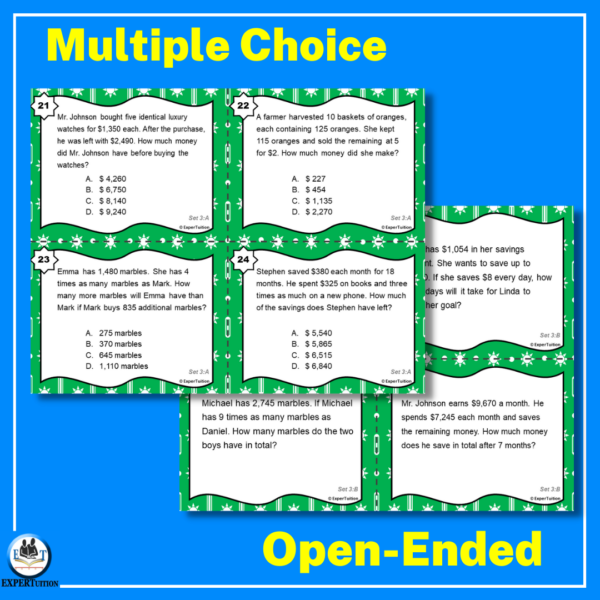 multi-step word problems task cards